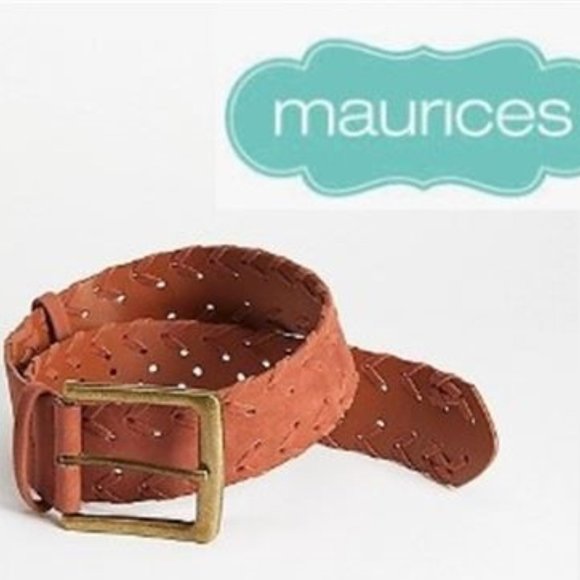 2/$25 Mix & Match MAURICES WOVEN COGNAC DRESS BELT - Picture 1 of 1